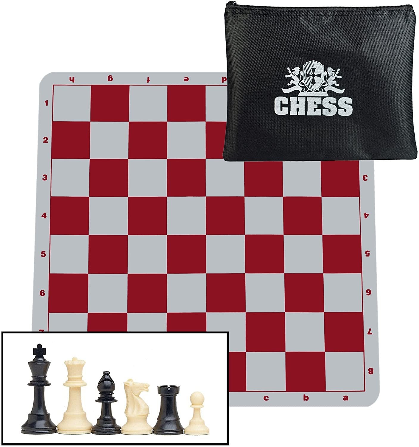 Ultimate Compact Tournament Chess Set with Silicone Chess Board - Heavy Weighted Pieces