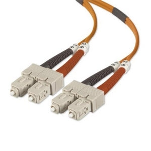 Belkin Fiber Optic Cable, Multimode SC/SC Duplex MMF 50/125µm, OM2, 32.81 ft, Orange, 1 Each