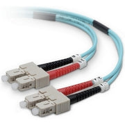 Belkin Fiber Optic Duplex Patch Cable - 6.56 ft Fiber Optic Network Cable for Network Device - First End: 2 x SC Network - Male - Second End: 2 x SC Network - Male - Patch Cable - 50/125 &micro;m - Aqua - 1 Each