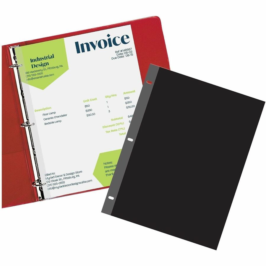 For Letter 8 1/2" x 11" Sheet - Ring Binder - Clear - Polypropylene - 1 Box