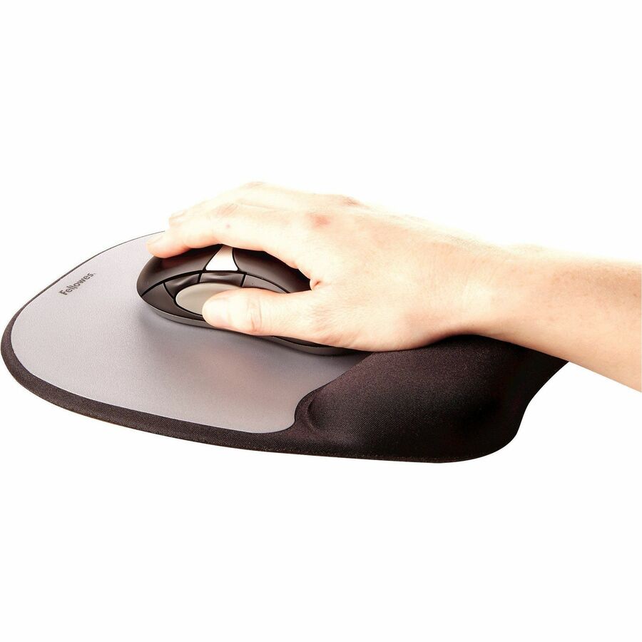 Fellowes Memory Foam Mouse Pad/Wrist Rest - Silver Streak - 1" Height x 7.94" Width x 9.25" Depth - Silver - Memory Foam - Wear Resistant, Tear Resistant, Skid Proof - 1 Each