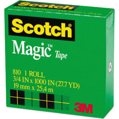 Scotch 3/4"W Magic Tape - 27.78 yd Length x 0.75" Width - 1" Core - Matte - Clear - Tear Resistant, Split Resistant - For Mending, Splicing - 1 Roll