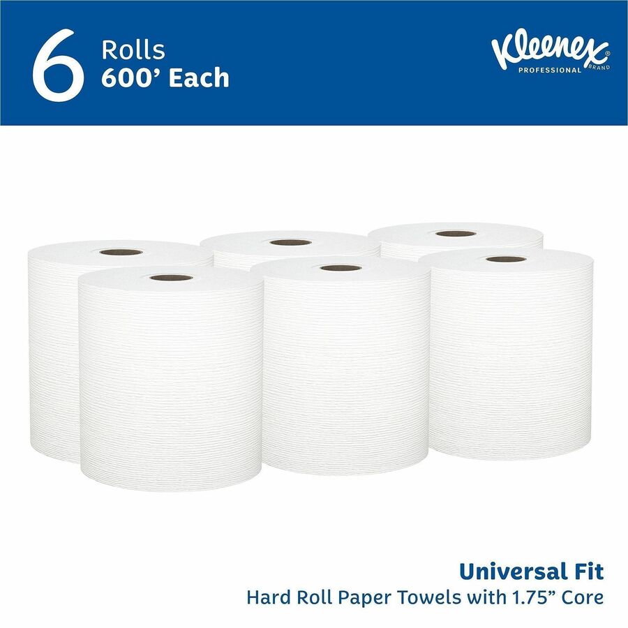 8" Width x 600 ft Length - White - Paper - 6 / Carton