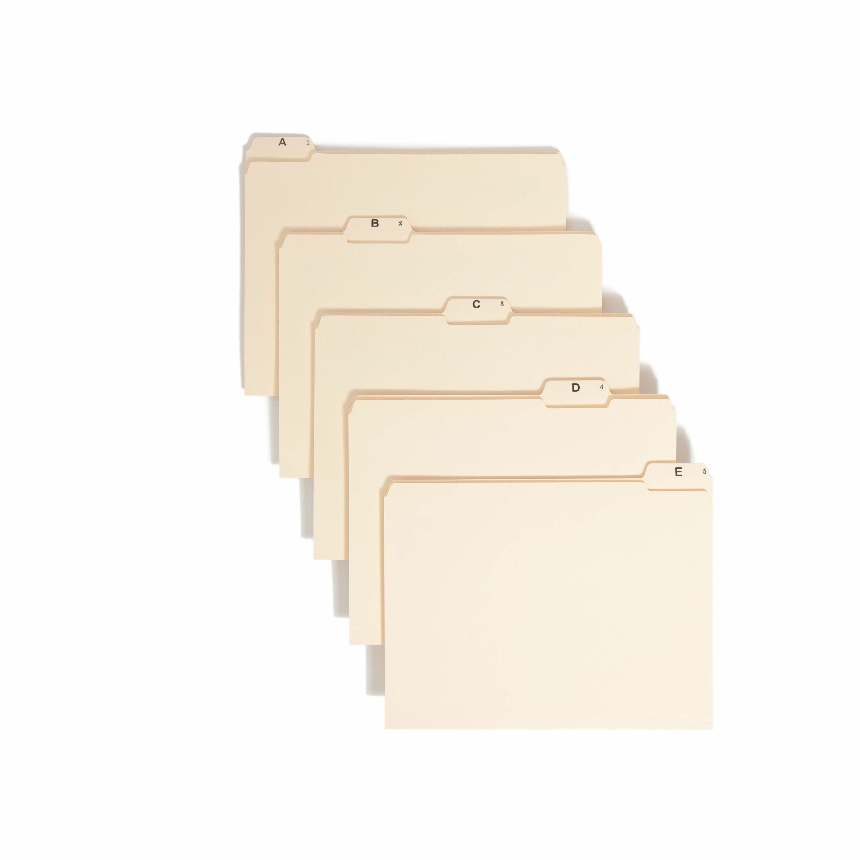 Smead 1/5 Tab Cut Letter Recycled Top Tab File Folder - 8 1/2" x 11" - 3/4" Expansion - Top Tab Location - Assorted Tab Position - 11 pt. - 2 Plys - Manila - 10% Recycled - 25 / Set