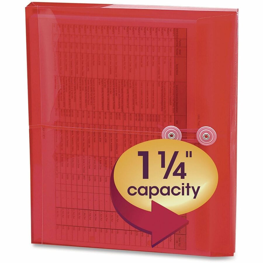 8 1/2" x 11" - 1 1/4" Expansion - Polypropylene - Red - 5 / Pack