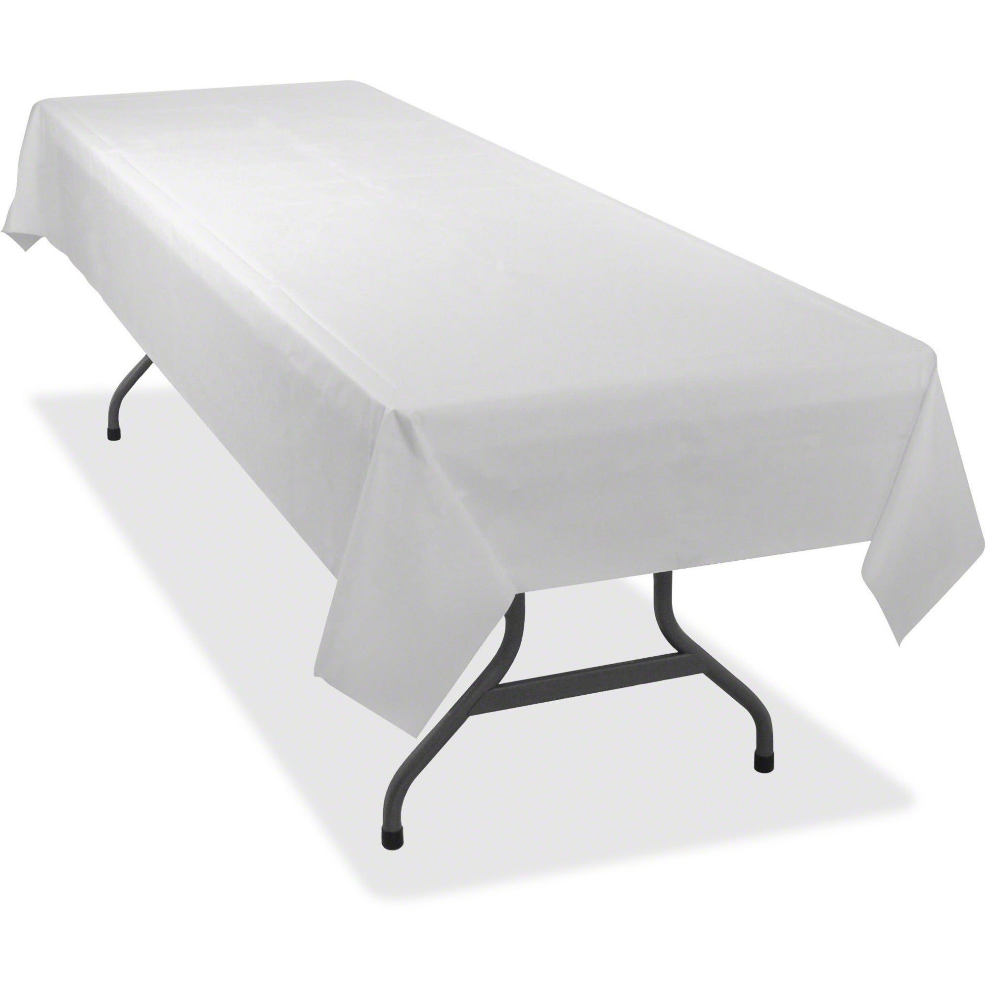 Tablemate Heavy-duty Plastic Table Covers - 108" Length x 54" Width - Plastic - White - 6 / Pack