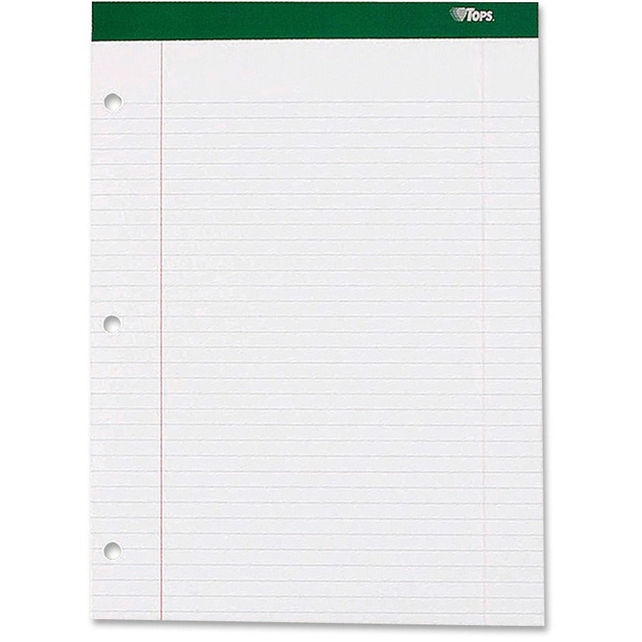 Stapled/Glued - 0.34" Ruled - 16 lb Basis Weight - Letter - 8 1/2" x 11 3/4" Sheet Size - White Paper - Perforated - 1 / Pad