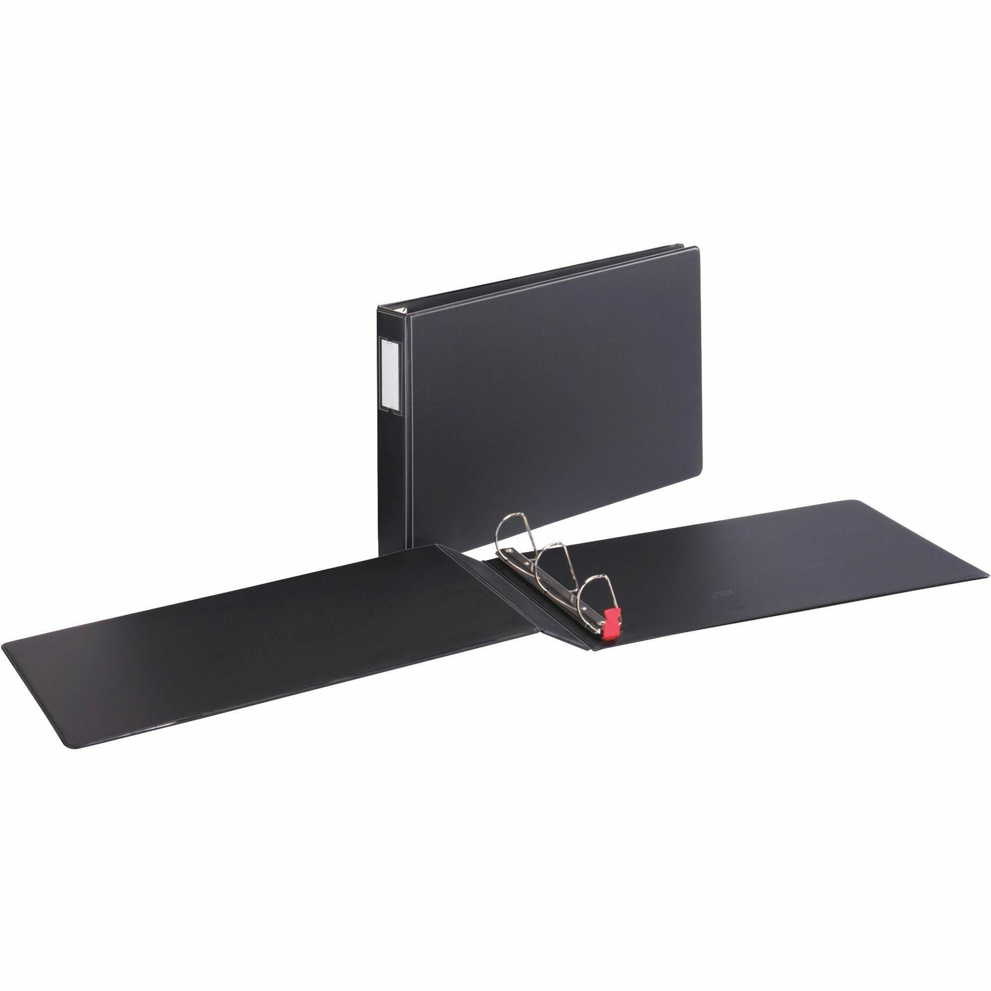 Cardinal Premier EasyOpen Locking Slant-D Tabloid Binder, 1" Capacity, 11" x 17" Sheets, 225 Sheet Capacity, 3 D-Rings, Inside Pockets, Black, Vinyl, 1 Each