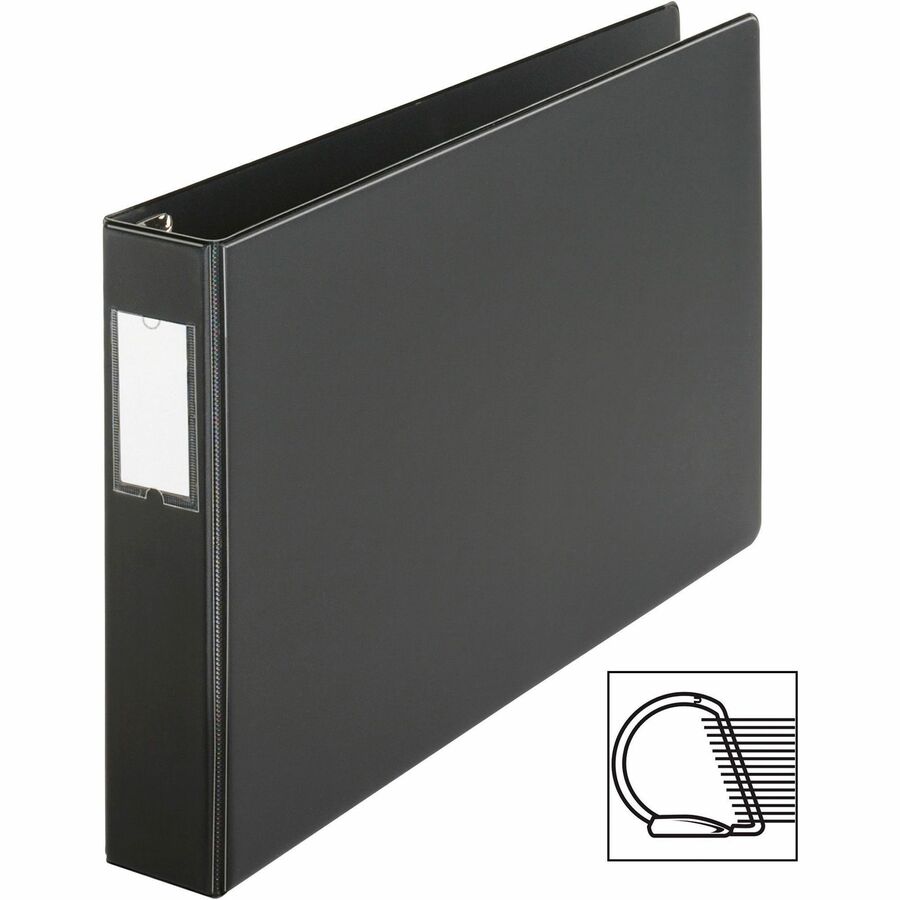 Cardinal Premier EasyOpen Locking Slant-D Tabloid Binder, 2" Capacity, 11" x 17" Sheet Size, 525 Sheet Capacity, 1 1/2" Spine, 3 D-Rings, Inside Pockets, Black, Vinyl, Recycled, 1 Each