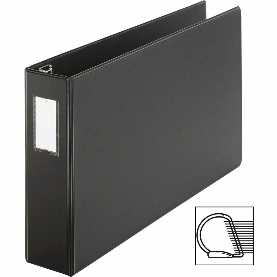 Cardinal Premier EasyOpen Locking Slant-D Tabloid Binder, 3" Capacity, 11" x 17" Sheets, 675 Sheet Capacity, 1 1/2" Spine, 3 D-Rings, Inside Pockets, Vinyl, Black, Recycled, 1 Each