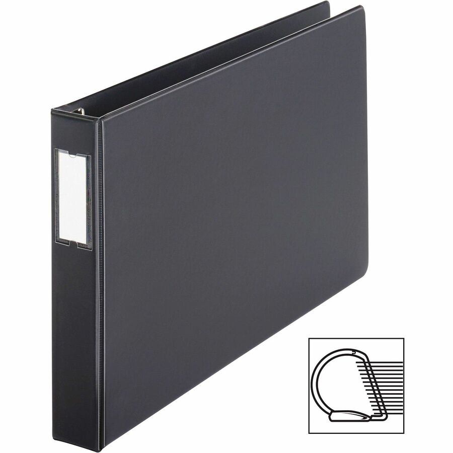 Cardinal Premier EasyOpen Locking Slant-D Tabloid Binder, 1-1/2" Capacity, 11" x 17" Sheet Size, 350 Sheet Capacity, 3 D-Rings, Inside Pockets, Black, Vinyl, Recycled, 1 Each