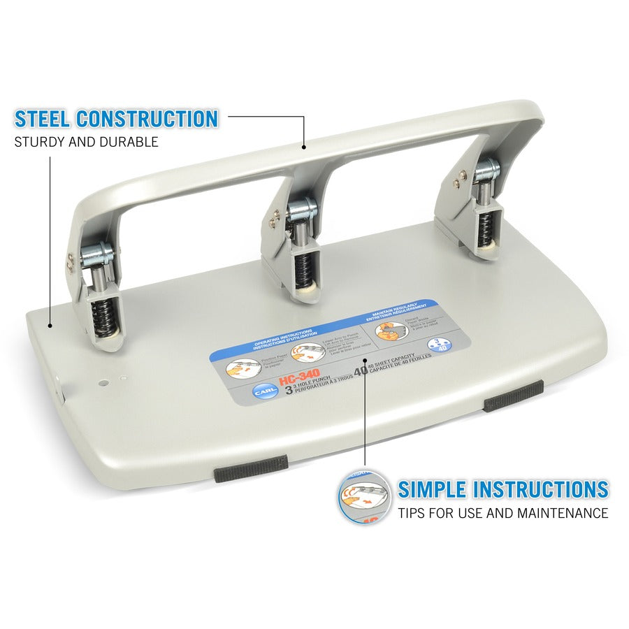 CARL Heavy-duty 3-Hole Punch with Tray