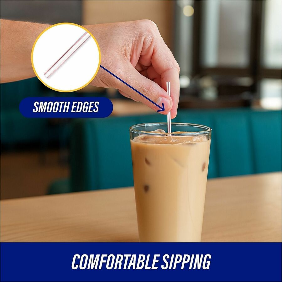 Genuine Joe 5-1/2" Plastic Stir Stick/Straws - 5.5" Length - Plastic - White - 1000 / Box