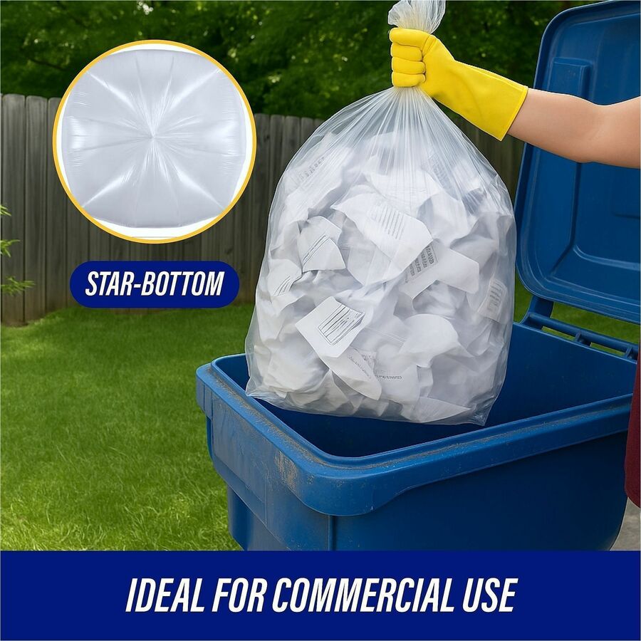 Genuine Joe Clear Trash Can Liners - Extra Large Size - 60 gal Capacity - 58" Length x 38" Width x 0.80 mil (20 Micron) Thickness - Low Density - Clear - Film - Multipurpose - 100 / Carton