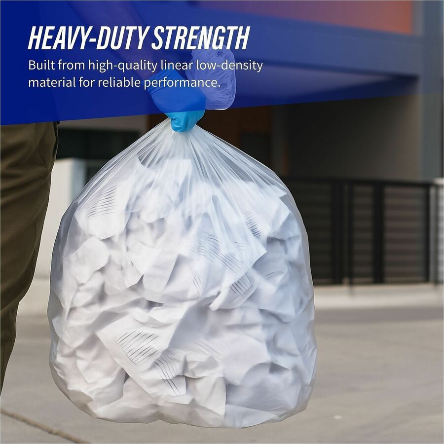 Genuine Joe Clear Trash Can Liners - Extra Large Size - 60 gal Capacity - 58" Length x 38" Width x 0.80 mil (20 Micron) Thickness - Low Density - Clear - Film - Multipurpose - 100 / Carton