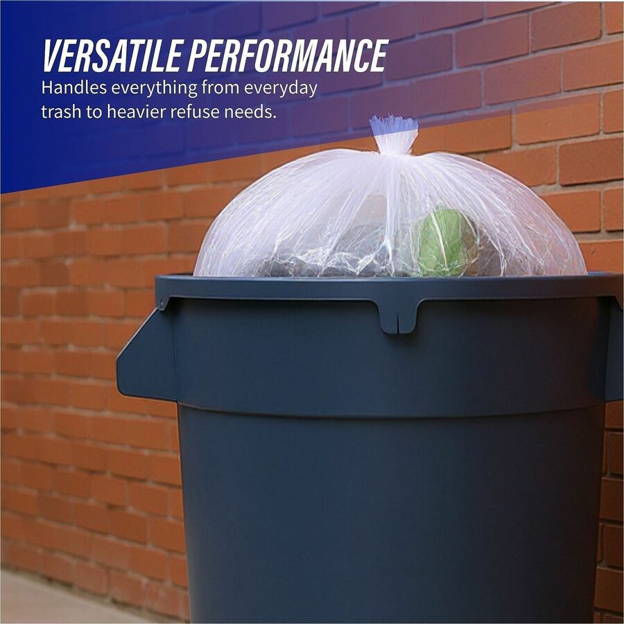 Genuine Joe Clear Trash Can Liners - Extra Large Size - 60 gal Capacity - 58" Length x 38" Width x 0.80 mil (20 Micron) Thickness - Low Density - Clear - Film - Multipurpose - 100 / Carton