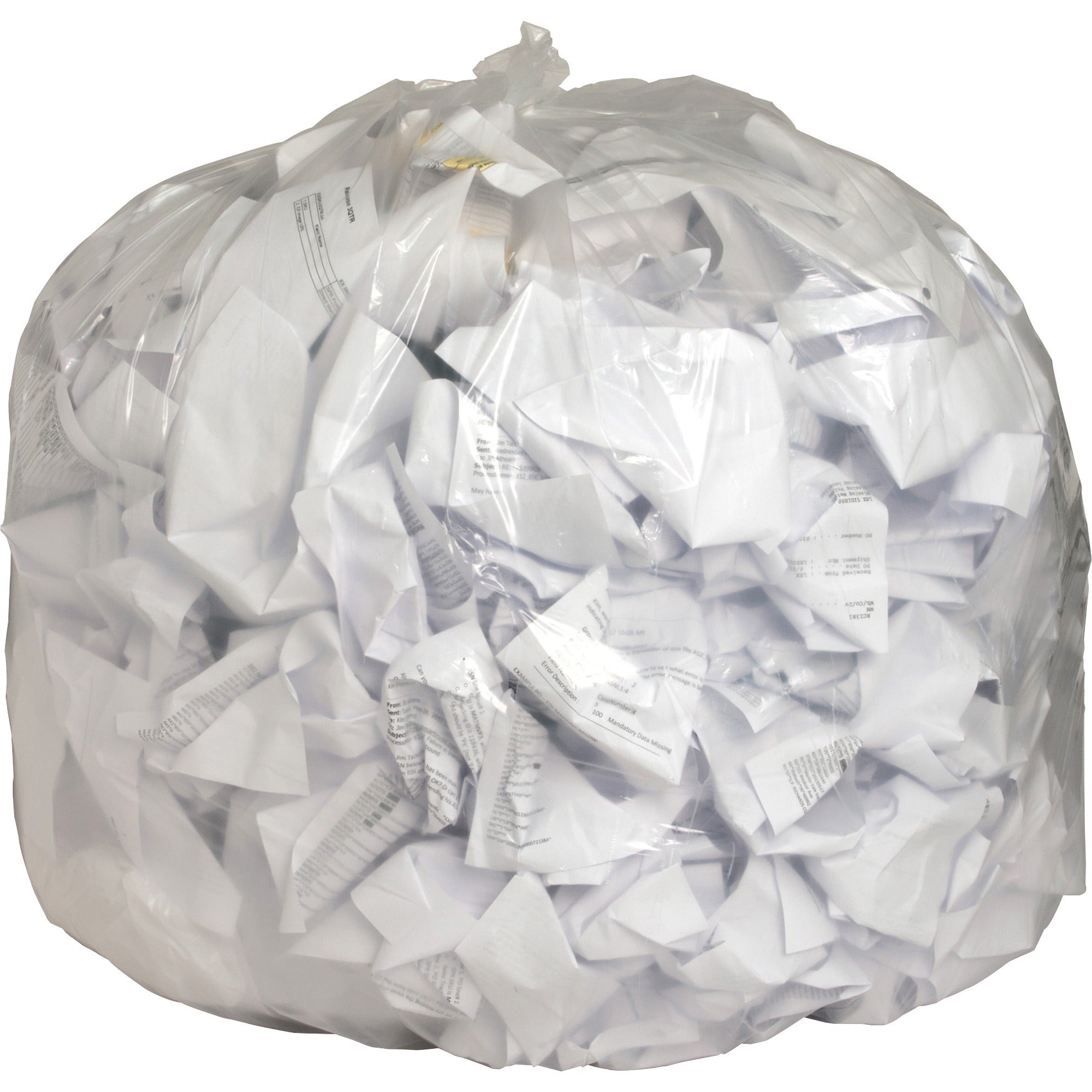 Genuine Joe Clear Trash Can Liners - 56 gal Capacity - 48" Length x 43" Width x 0.80 mil (20 Micron) Thickness - Low Density - Clear - Film - Multipurpose - Recycled - 100/Box - 1 Carton