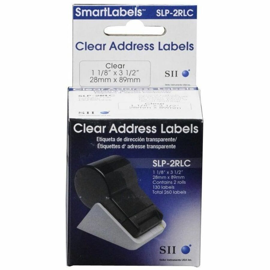 3 1/2" Widthss x 1 1/10" Length - Rectangle - Clear - 130 / Roll - 130/Roll - 2 / Box