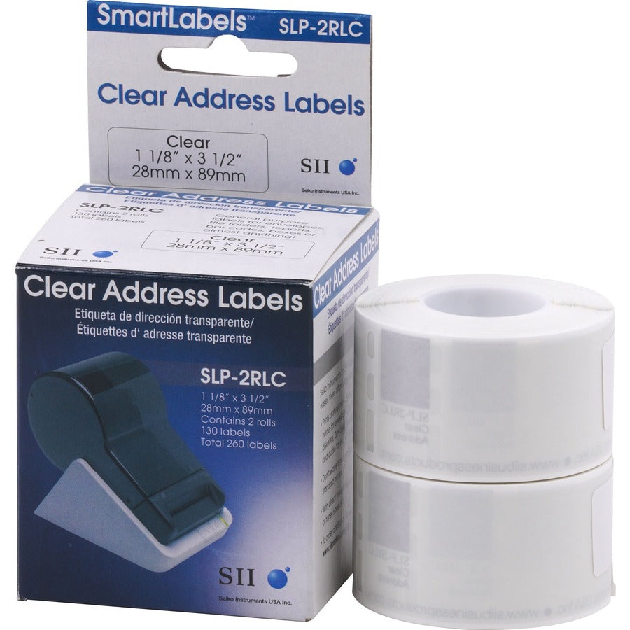 3 1/2" Widthss x 1 1/10" Length - Rectangle - Clear - 130 / Roll - 130/Roll - 2 / Box