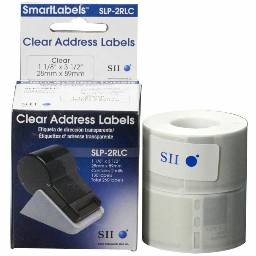 3 1/2" Widthss x 1 1/10" Length - Rectangle - Clear - 130 / Roll - 130/Roll - 2 / Box