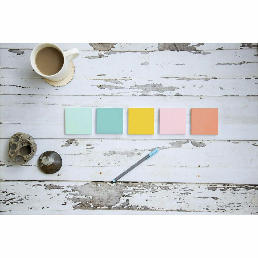 200 - 3" Flag/Note Width x 3" Flag/Note Length - Square - 50 Sheets per Pad - Unruled - Fresh Mint, Aqua Splash, Sunnyside, Papaya Fizz - Paper - Self-adhesive - 4 / Pack