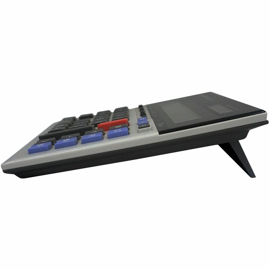 4-Key Memory, Sign Change, Backspace Key, Auto Power Off - 1 Line(s) - 12 Digits - LCD - Battery/Solar Powered - 0.7" Height x 7.3" Width x 6.9" Depth - Gray - 1 Each