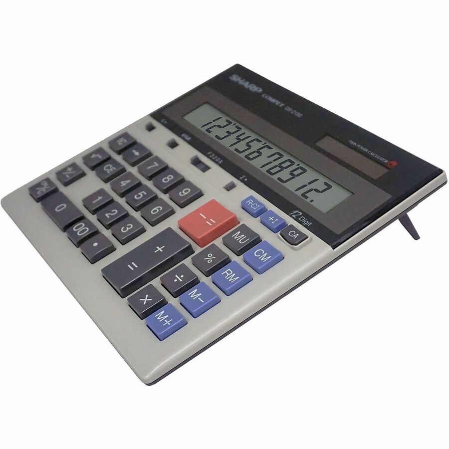 4-Key Memory, Sign Change, Backspace Key, Auto Power Off - 1 Line(s) - 12 Digits - LCD - Battery/Solar Powered - 0.7" Height x 7.3" Width x 6.9" Depth - Gray - 1 Each