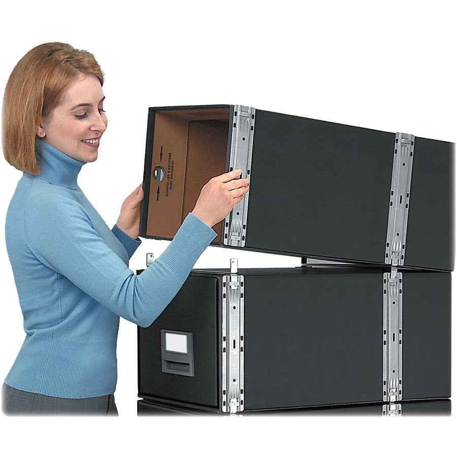 Internal Dimensions: 15" Width x 24" Depth x 10.50" Height - External Dimensions: 17" Width x 25.5" Depth x 11.1" Height - Media Size Supported: Legal - Interlocking Closure - Heavy Duty - Stackable - Steel - Black, Blue - For File - Recycled - 6 / Carton