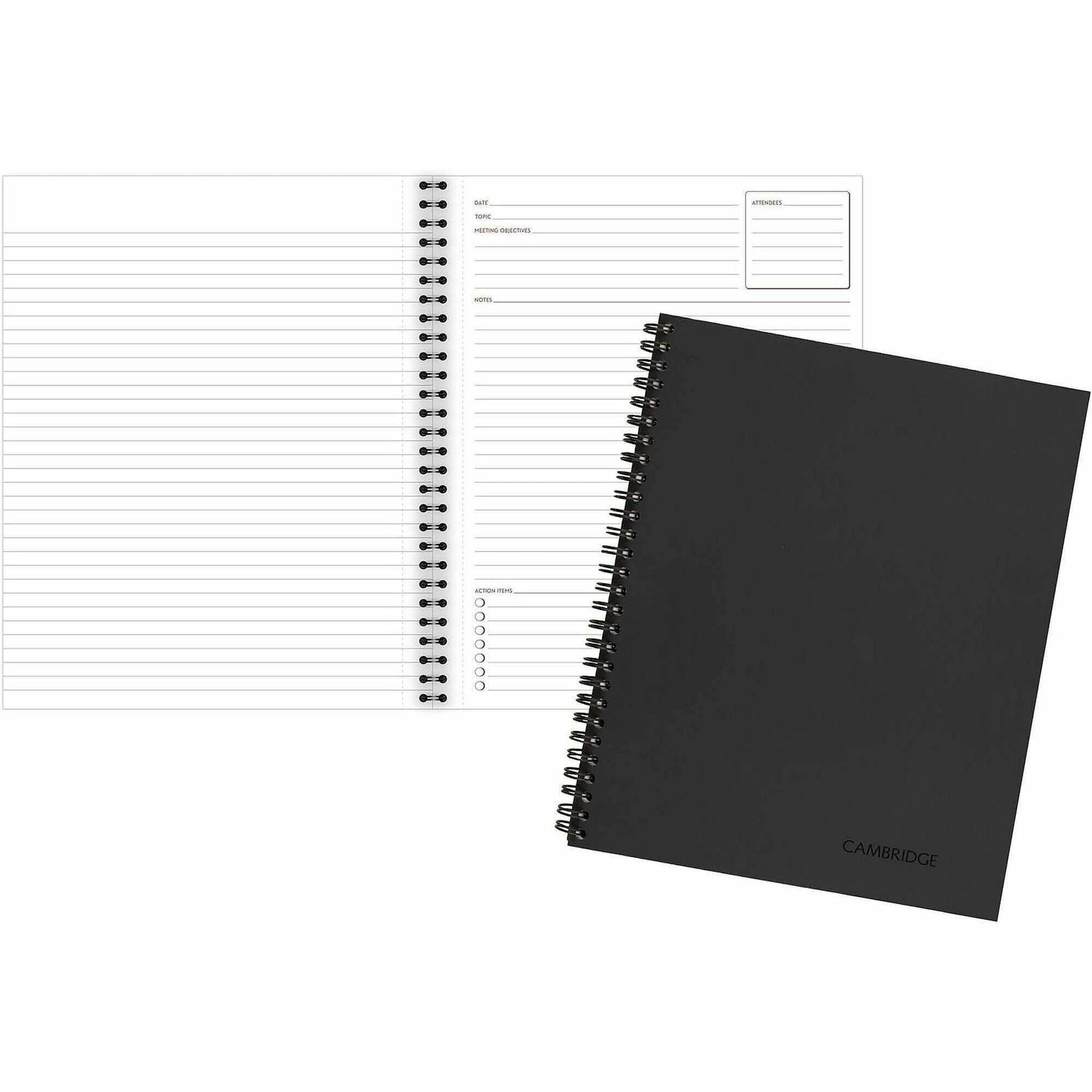80 Sheets - Wire Bound - Letter - 8 1/2" x 11" Sheet Size - Black Linen Cover - Perforated - 1 Each