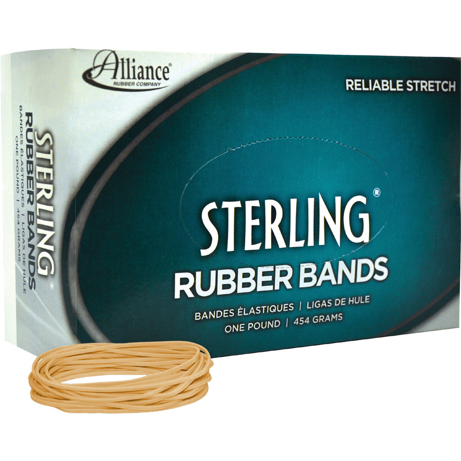 Alliance Rubber Sterling Rubber Bands - Size: #19 - 3.5" Length x 0.1" Width - Durable, Elastic - Natural Crepe - 1 Box