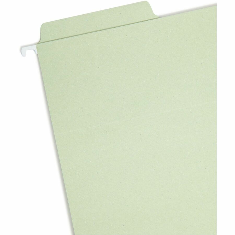 Smead FasTab 1/3 Tab Cut Letter Recycled Hanging Folder - 8 1/2" x 11" - Top Tab Location - Assorted Tab Position - 11 pt. - 2 Plys - Moss - Tear Resistant, Heavy Duty, Embossed - 10% Recycled - 20 / Box