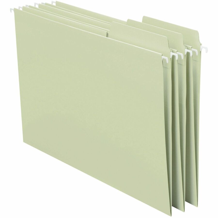 Smead FasTab 1/3 Tab Cut Letter Recycled Hanging Folder - 8 1/2" x 11" - Top Tab Location - Assorted Tab Position - 11 pt. - 2 Plys - Moss - Tear Resistant, Heavy Duty, Embossed - 10% Recycled - 20 / Box