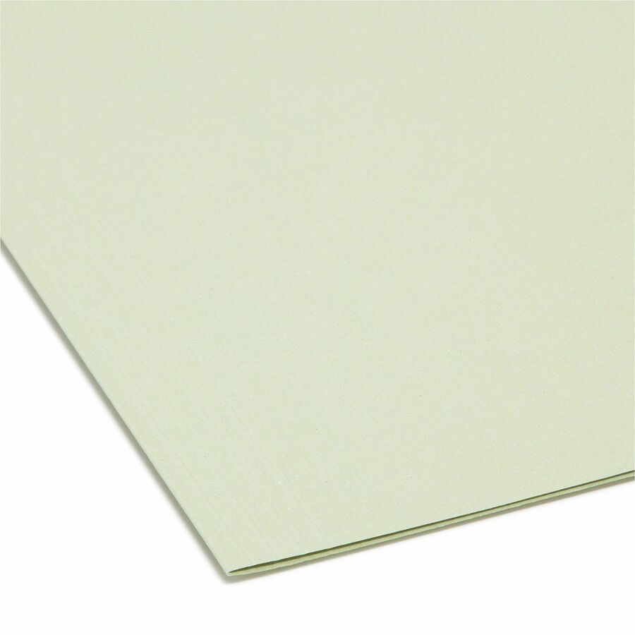 Smead FasTab 1/3 Tab Cut Letter Recycled Hanging Folder - 8 1/2" x 11" - Top Tab Location - Assorted Tab Position - 11 pt. - 2 Plys - Moss - Tear Resistant, Heavy Duty, Embossed - 10% Recycled - 20 / Box