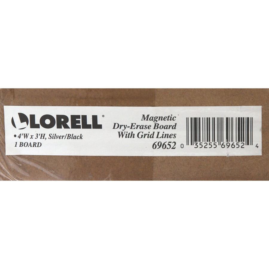 Lorell Signature Series Magnetic Dry-erase Markerboard - 48" (4 ft) Width x 36" (3 ft) Height - Porcelain Surface - Silver, Ebony Frame - Magnetic - Grid Pattern - 1 Each