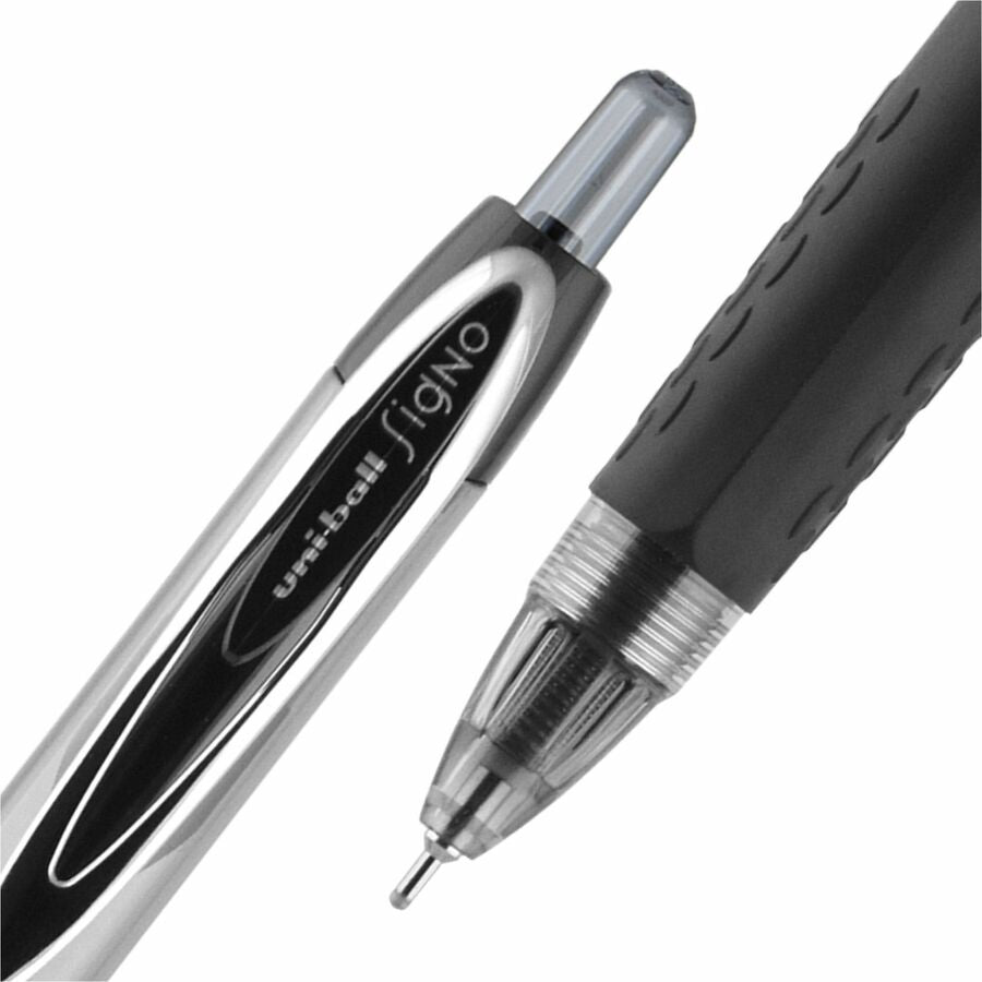 uniball™ 207 Needle Gel Pens - 0.7 mm Medium Needle Pen Point - Retractable - Black Ink - Black Barrel - 1 Dozen