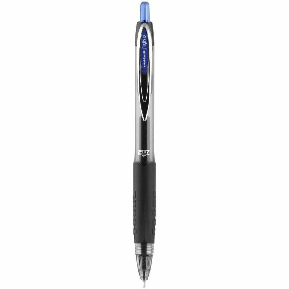 uniball™ 207 Needle Gel Pens - 0.7 mm Medium Needle Pen Point - Retractable - Blue Ink - Blue Barrel - 1 Dozen