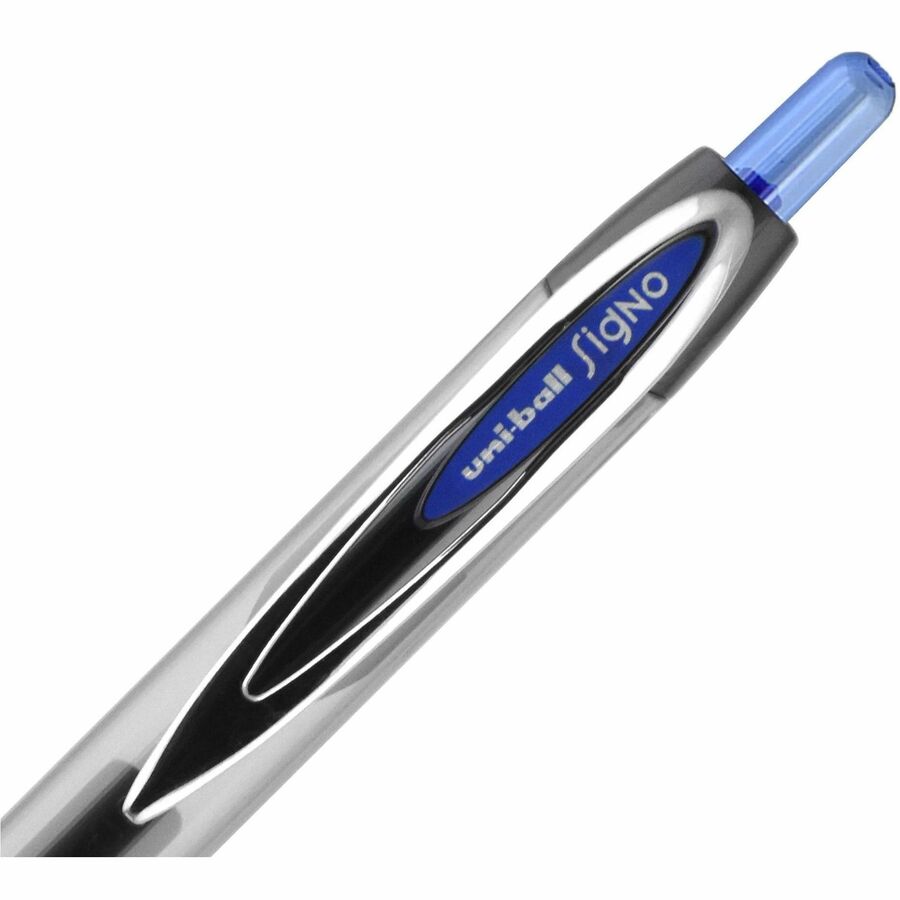 uniball™ 207 Needle Gel Pens - 0.7 mm Medium Needle Pen Point - Retractable - Blue Ink - Blue Barrel - 1 Dozen