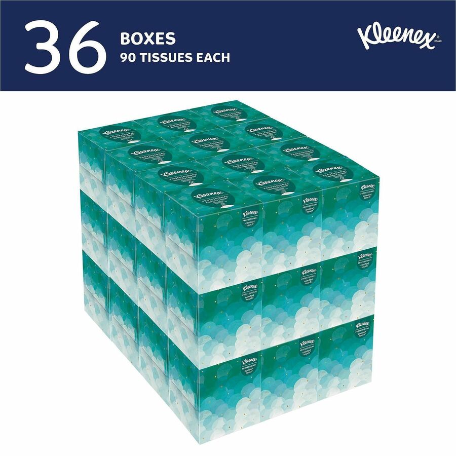 Kleenex Professional Facial Tissue Cube for Business - 2 Ply - 8.40" Width x 8" Length - White - 95/Box - 36 / Carton