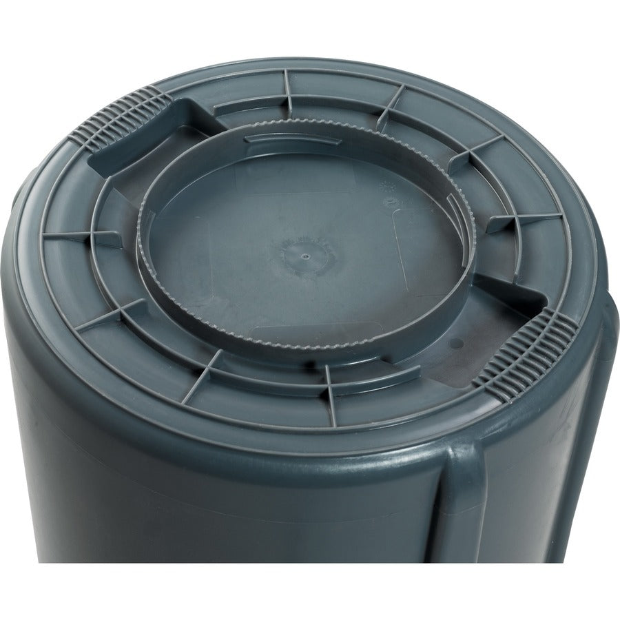 Rubbermaid Commercial Brute 44-Gallon Vented Utility Container, Round, Heavy Duty, Reinforced Handles, UV Coated, Water and Crack Resistant, Plastic, Gray, 31.5" Height x 24" Diameter, 1 Each
