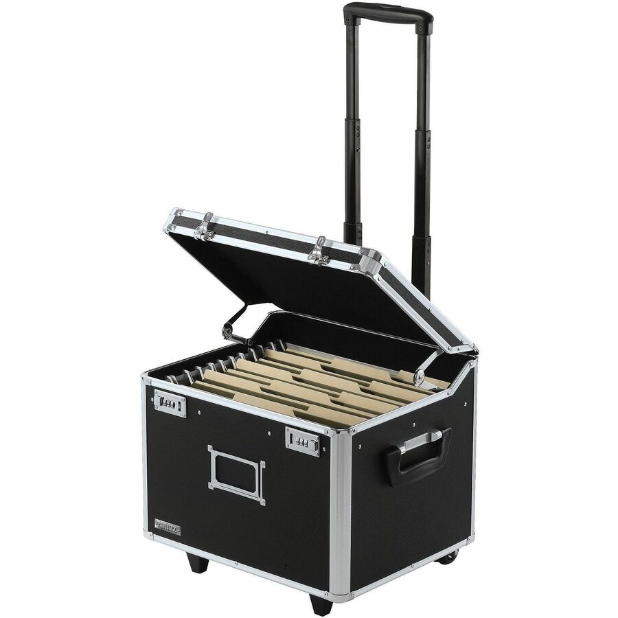 Telescopic Handle - 2 Casters - Polyvinyl Chloride (PVC) - 17.50" Width x 15.50" Depth x 14.50" Height - Black - 1 Each