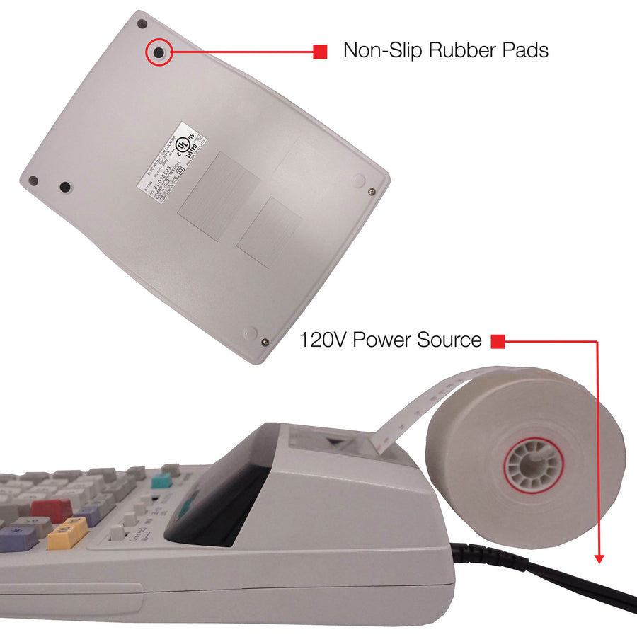2 lps - Item Count, Paper Holder, Large Display, 4-Key Memory, Sign Change - 12 Digits - Power Adapter Powered - 10" Height x 7.6" Width x 2.4" Depth x 3.4" Length - Off White - 1 Each