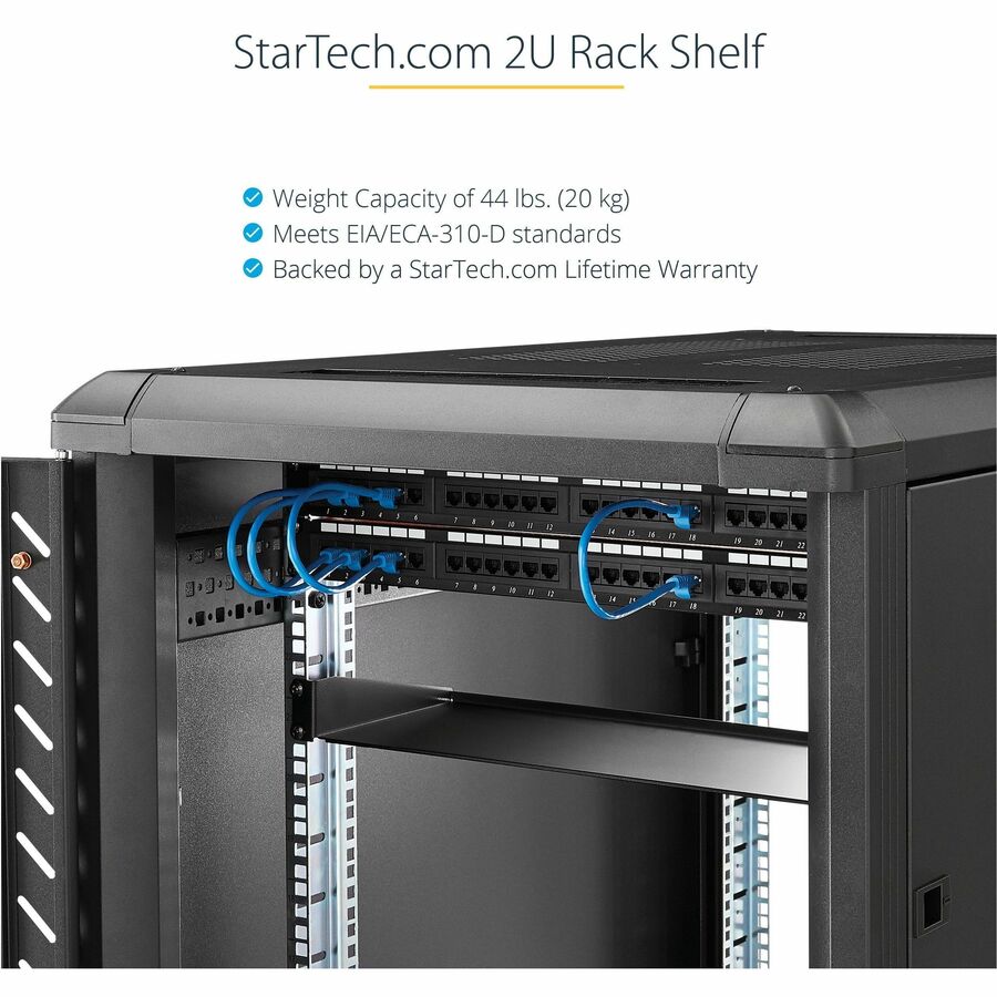 StarTech.com Black Standard Universal Server Rack Cabinet Shelf