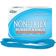 Alliance Rubber Rubber Bands with Antimicrobial Product Protection - Size: #117B - 7" Width x 130 mil Thickness - 0.25 lb/in - Latex-free, Antimicrobial, Stretchable - Synthetic Rubber - Cyan Blue - 1 Box