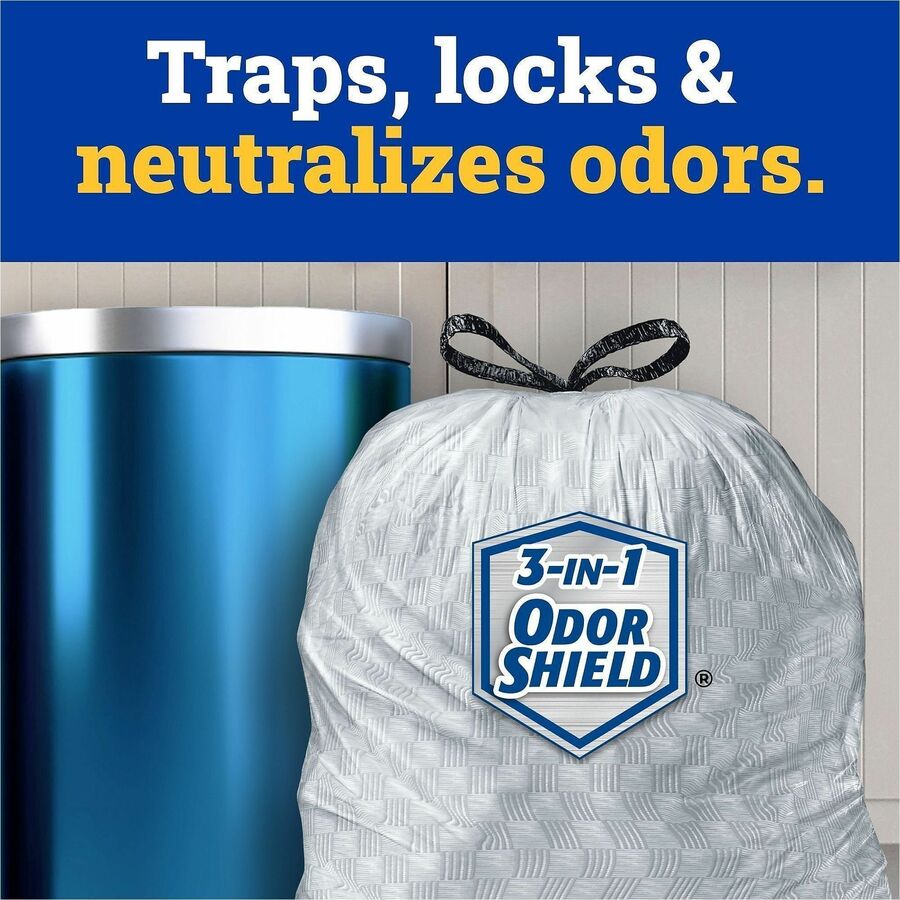 CloroxPro Glad ForceFlex Tall Kitchen Drawstring Trash Bags, 13 Gallon, 25.13" x 24", 90 mil Thickness, Gray, Plastic, 1 Box