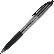 Integra Rubber Grip Retractable Pens - 1 mm Medium Pen Point - Retractable - Black Ink - Black Barrel - 1 Dozen