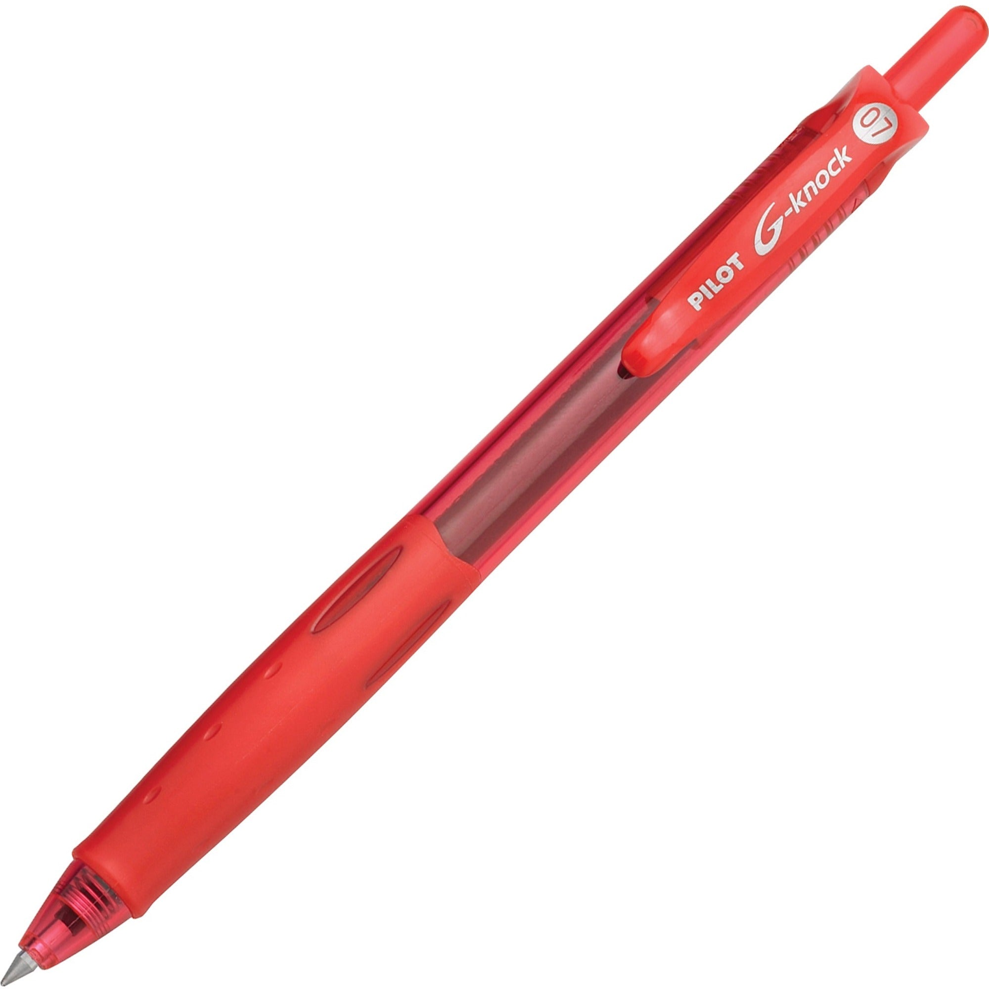 Pilot Retractable Gel Ink Pens - 0.7 mm Fine Pen Point - Refillable - Retractable - Red Ink - Gel-based - Red Barrel - 1 Dozen