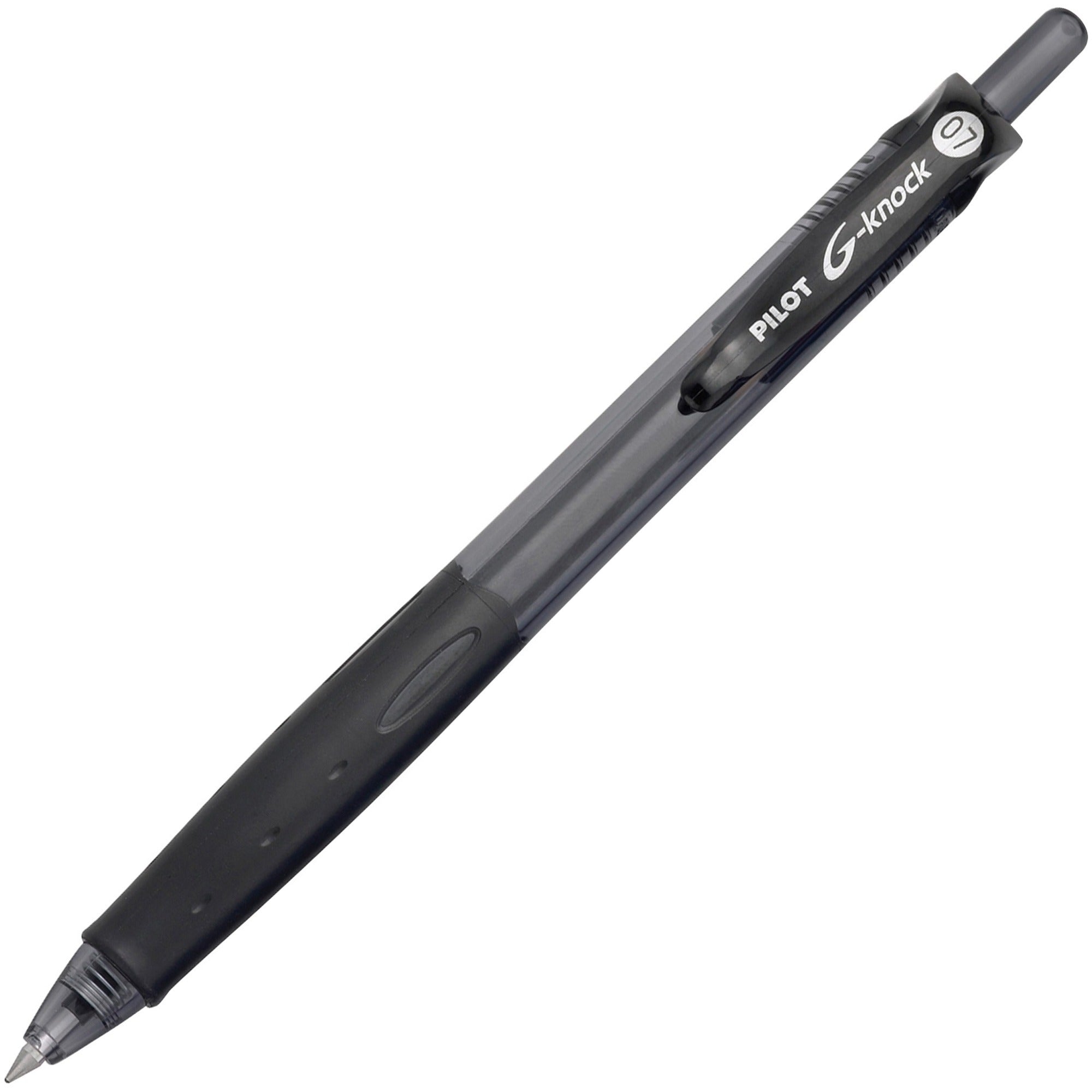 Pilot Retractable Gel Ink Pens - 0.7 mm Fine Pen Point - Refillable - Retractable - Black Ink - Gel-based - Black Barrel - 1 Dozen