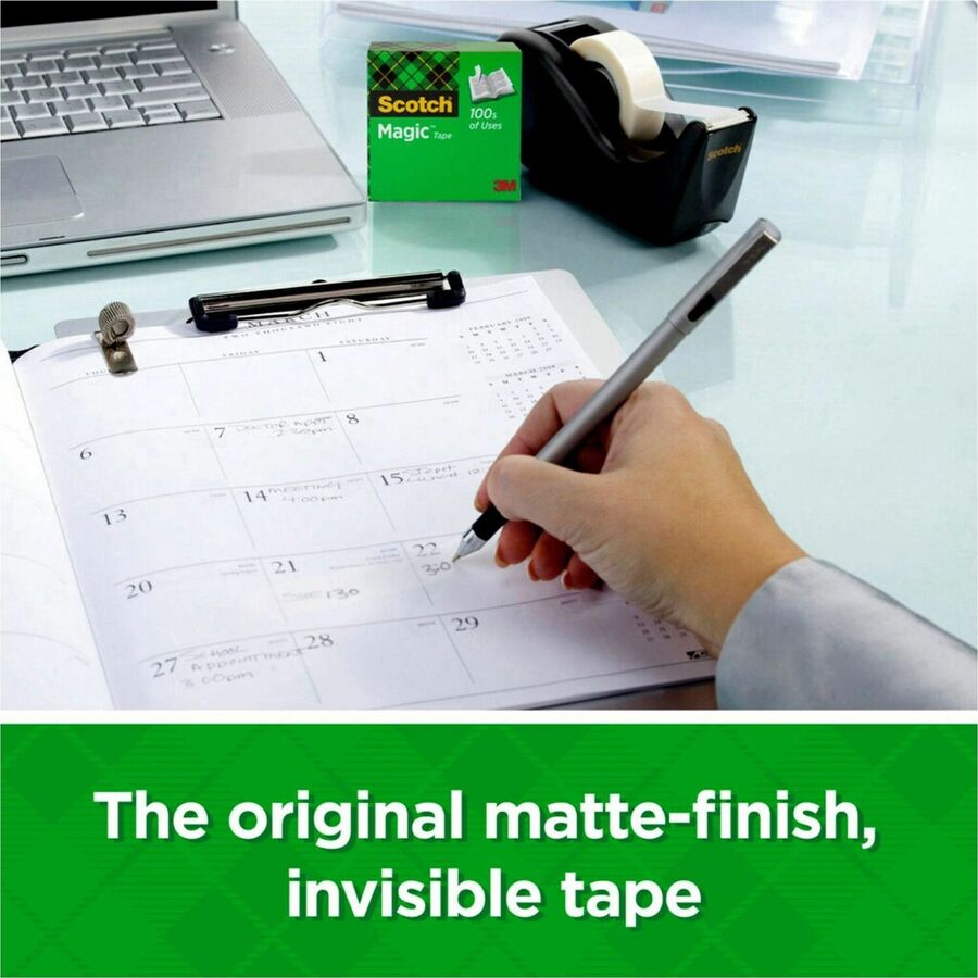 Scotch 3/4"W Magic Tape - 36 yd Length x 0.75" Width - 1" Core - Matte - Clear - Split Resistant, Tear Resistant - For Mending, Splicing - 1 Pack