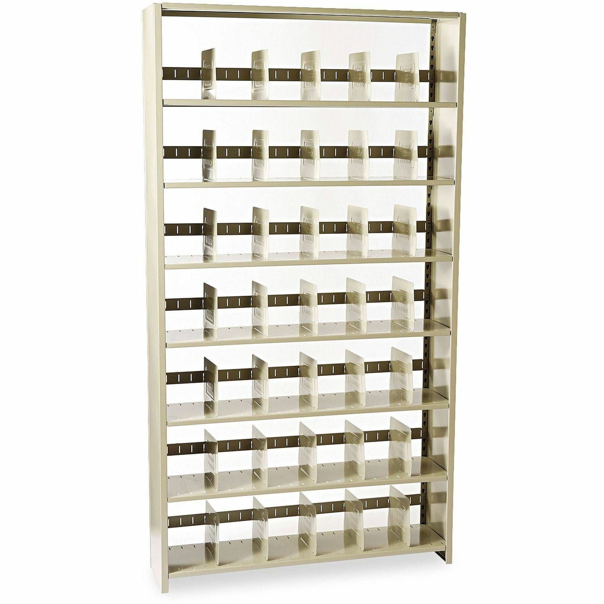 48" Width x 12" Depth x 88" Height - 7 x Shelf(ves) - Letter - 400 lb Load Capacity - Sand - Steel - Recycled - Assembly Required