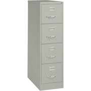 Lorell Fortress Series 26-1/2" Commercial-Grade Vertical File Cabinet - 15" Width x 26.5" Depth x 52" Height - 4 x Drawer(s) for File - Letter - Vertical - Security Lock, Ball-bearing Suspension, Heavy Duty - Light Gray - Steel - Recycled